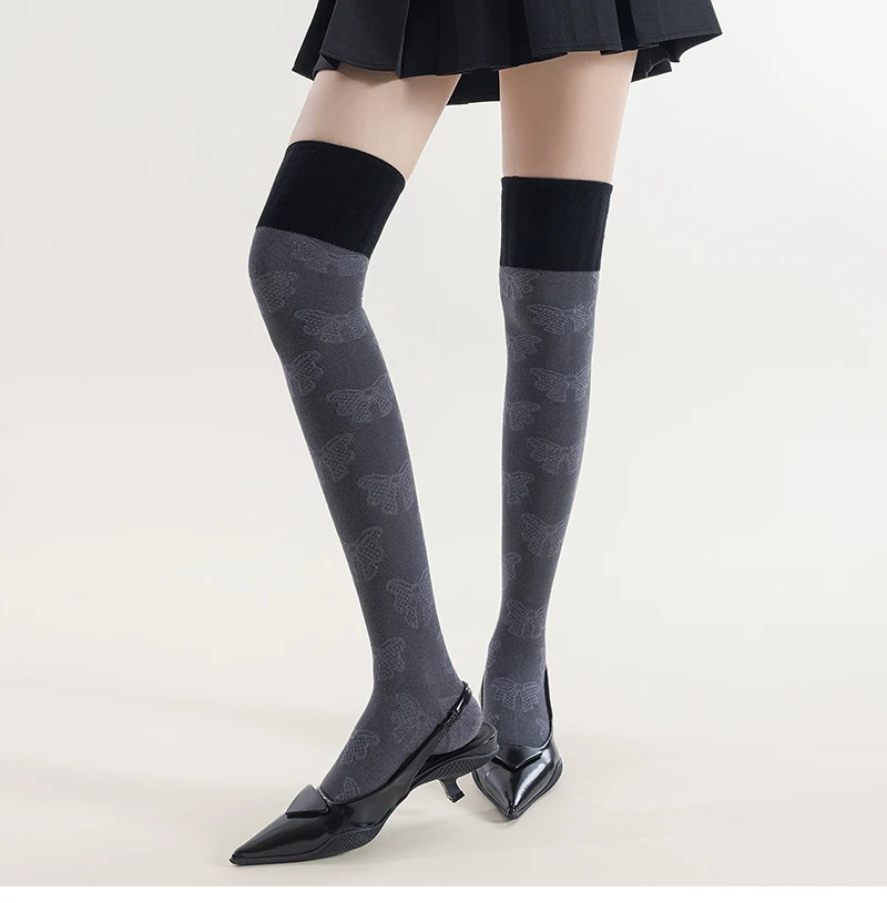 Frauen Strümpfe Neue Trendy Lange Nette Schleife Einfache Oberschenkel Hohe Socken Weibliche Hohe Qualität Herbst Mode Mädchen Über die Knie socken – Detail 6