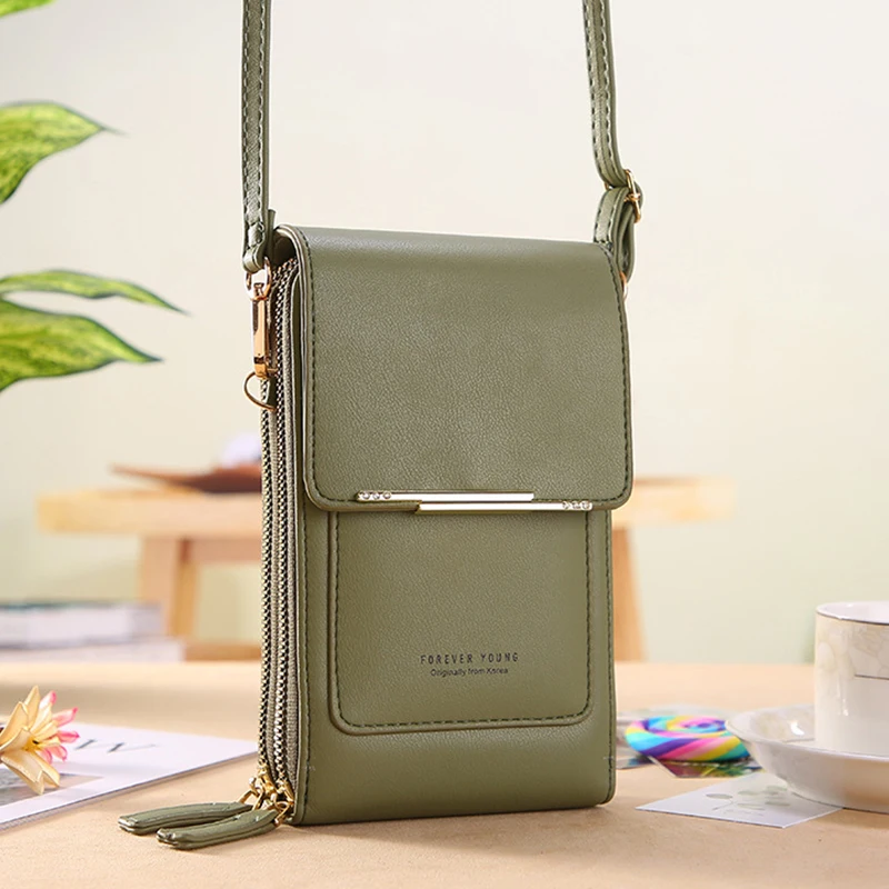 Mini Crossbody Women Shoulder Bag Touch Screen Phone Pocket Pu Leather Wallets Card Purse Ladies Small Bag Messenger Bags