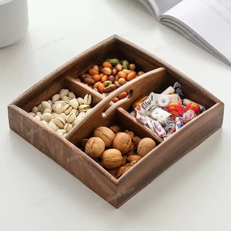 New wooden dried fruit boxes, engagement plates, four squares, hospitality, melon seeds, snacks, candy boxes and fruit plates.