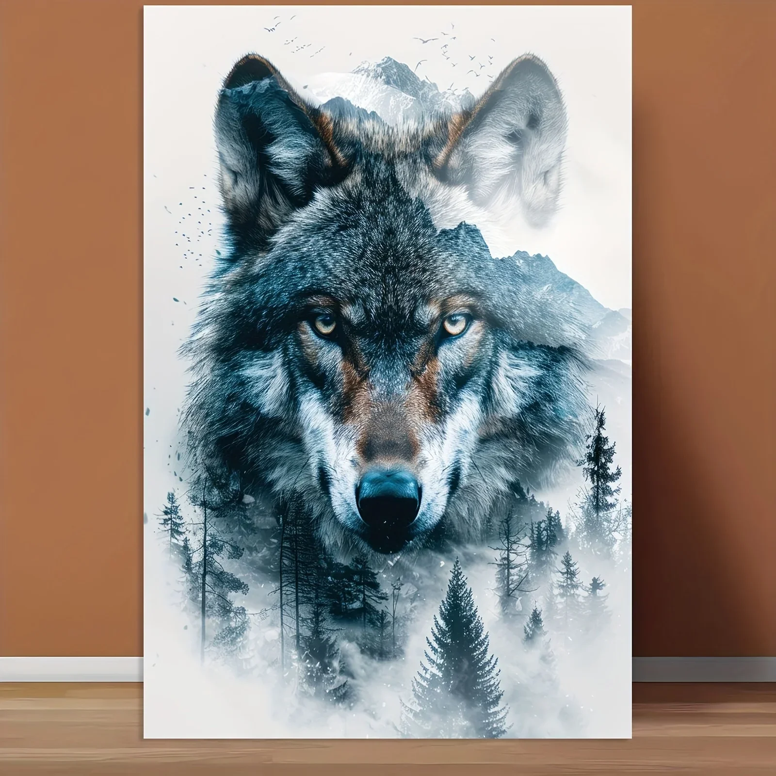 1PC Large-sized frameless canvas paintings,1pc Frameless Canvas Animal Poster, 12x18 Inch Wolf Portrait for Bedrooms, Living Roo