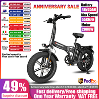 DEEPOWER G22 Adult Electric Bicycle 2000W 48V35AH Mountain Motorcycle 20 Inch Thick Tire Off-road Folding Electric Bicycle