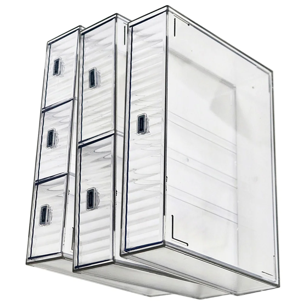 

3pcs Plastic Desktop Organizer Drawers Transparent Storage Box Cosmetics Stationery Office Supplies Lightweight
