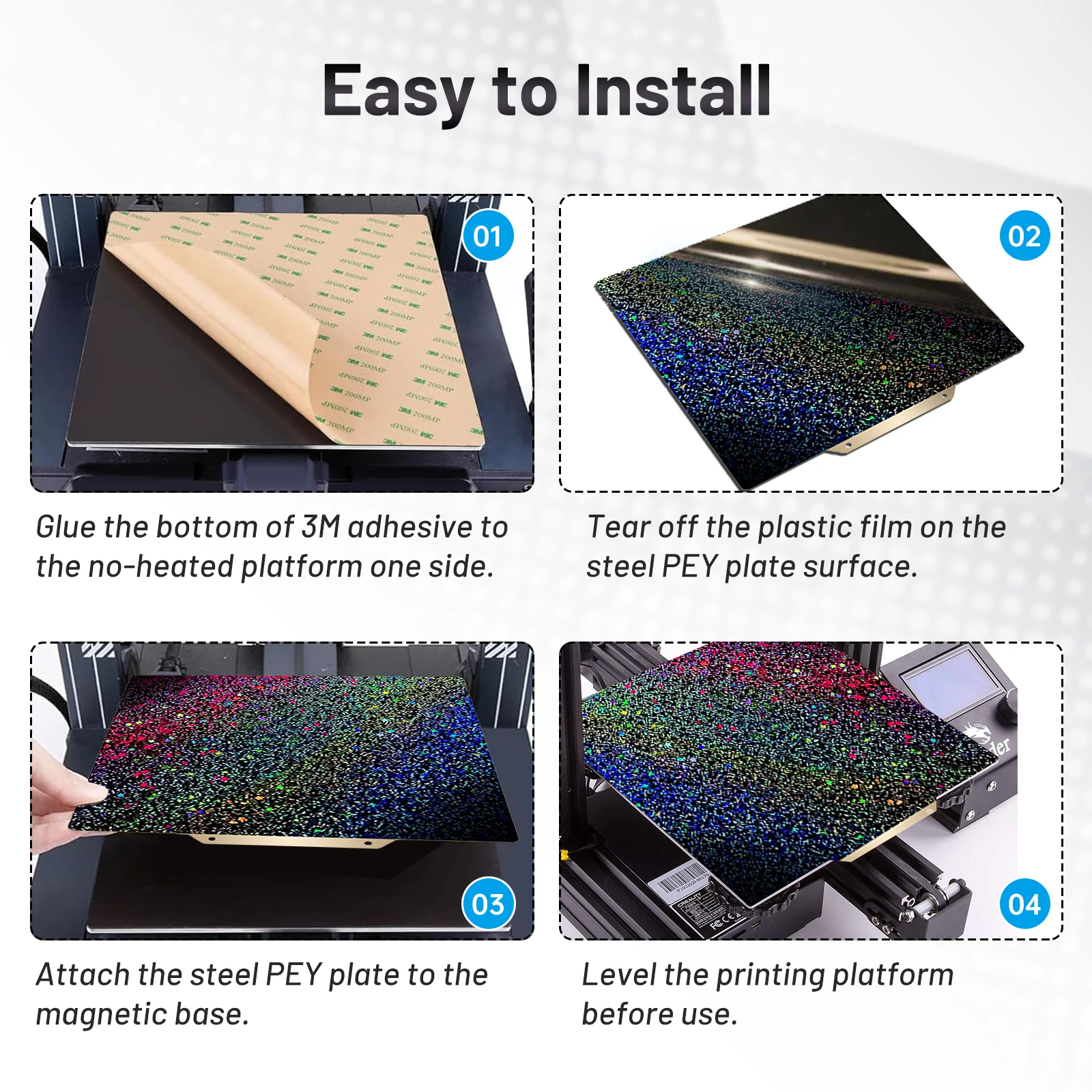 For Ender 3 Ender 3 V2 Build Plate PEI Textured Sheet 235x235 PET Peo Pey Magnetic Build Plate Spring Steel 3D Printer Heated Be