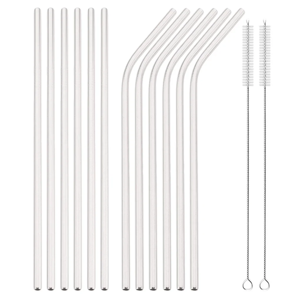 Silver Reusable Drinking Straw Metal Straws 304 Stainless Steel Straws Set with Brush Bar Cocktail Straw for Glasses Drinkware