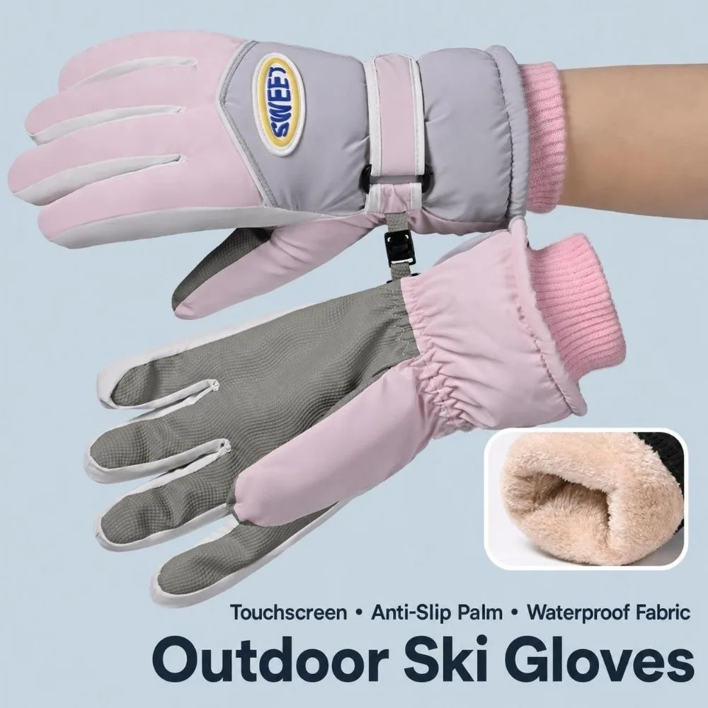 1 Pair Durable Full Finger Snowboard Gloves Waterproof Lining Touch Screen Gloves Warm Keep Soft Driving Gloves Snowboard