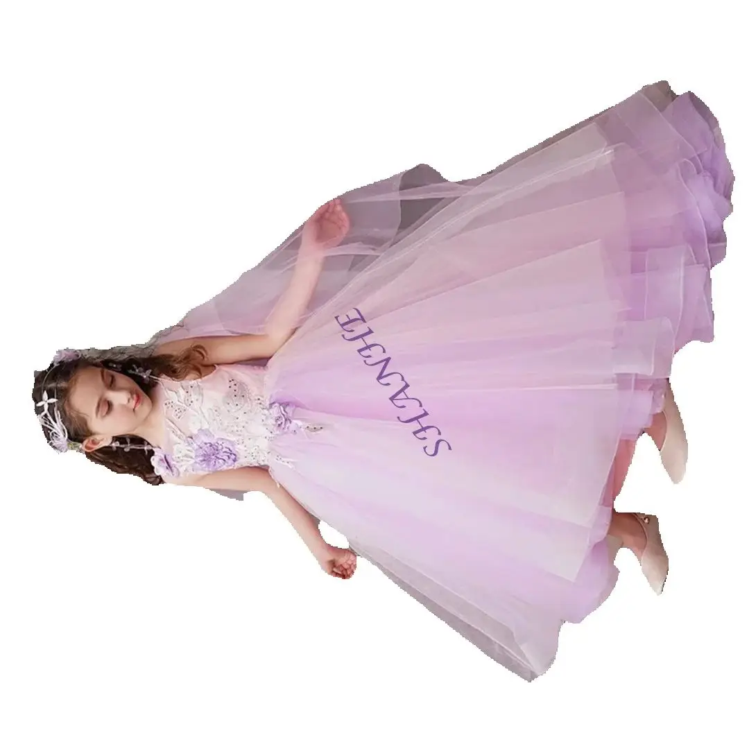

CustomizedFlower Girl Dresses Lace Tulle Beading Appliqued Pageant For Girls First Communion Dresses Kids Birthday Party Prom Dr