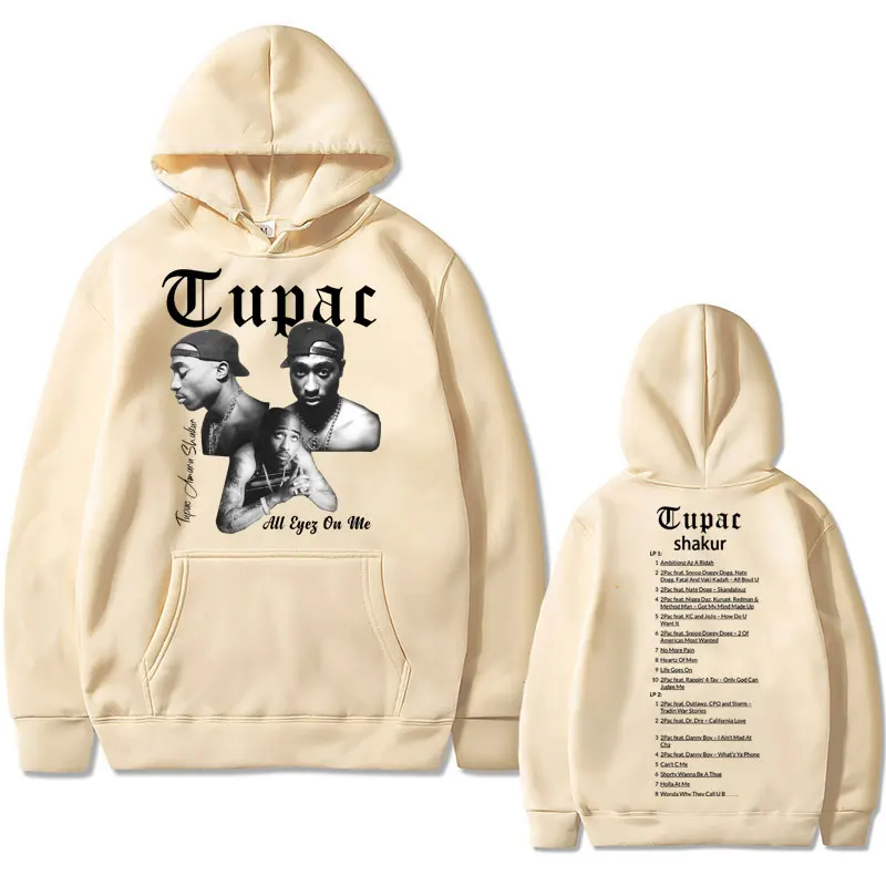 Rapper Tupac 2Pac Print Hip Hop Hoodies Men Woman Y2k Hoodie Streetwear Hooded Sweatshirts Pullovers Unisex Tracksuit Clothing