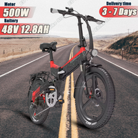 LANKELEISI G650 E-bike 500W Brushless Motor 48V12.8AH Lithium Battery Mountain Electric Bicycle 20 Inch Tire City Electric Bike