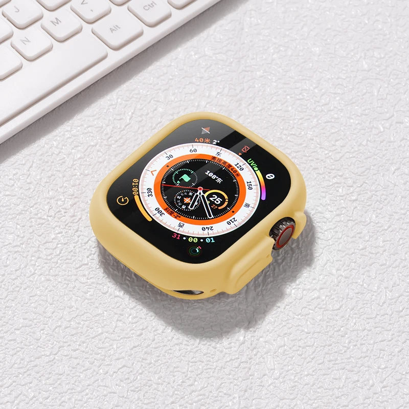 Funda de silicona suave para apple watch ultra 49mm, carcasa de color caramelo para apple watch Series 8 49mm, funda protectora de pantalla