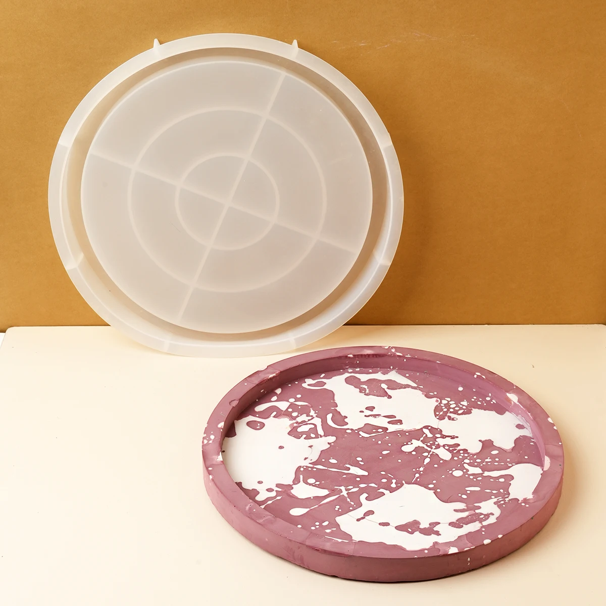 Round Tray Silicone Mold Round Coaster Storage Tray Storage Board Vase Base Resin Mold  Gypsum Concrete Casting Mould Home Decor