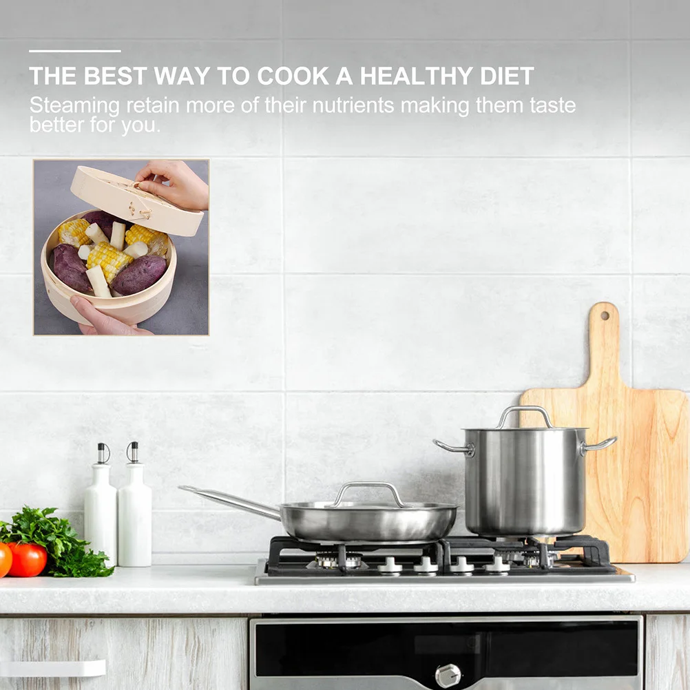 

3pcs Bamboo Steamer Set 3-Tier Steamers For Home Reusable Non-Toxic Kitchen Steamer Basket Dense Woven Flat Bottom Easy Clean