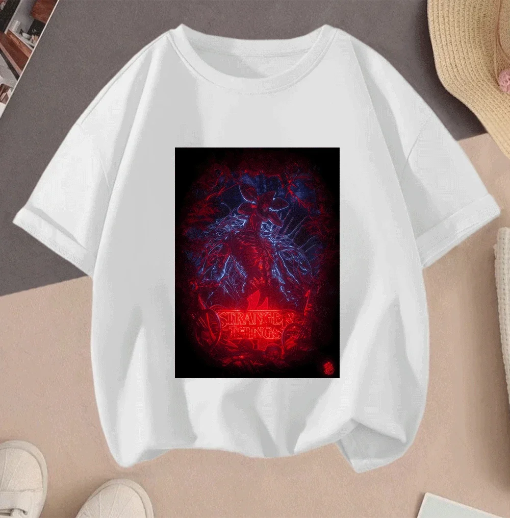 

2026 Daily Leisure Style 2D Stranger Things Cartoon Short Sleeve Hot Sale Printed Tops