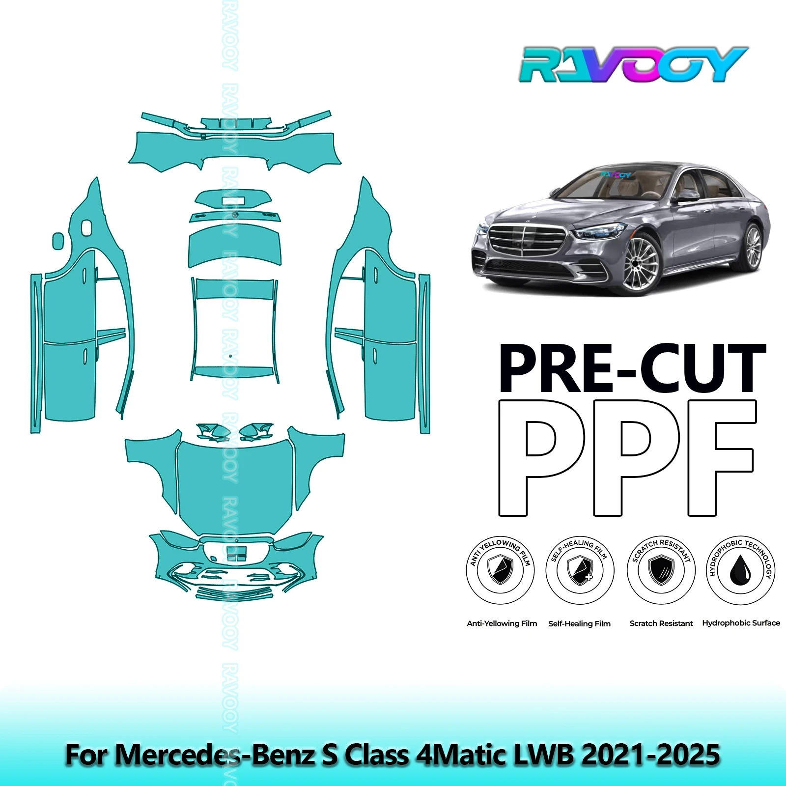 

Full Vehicle Clear Bra Precut PPF Paint Protection Film For Mercedes-Benz S Class 4Matic LWB 2021-2025