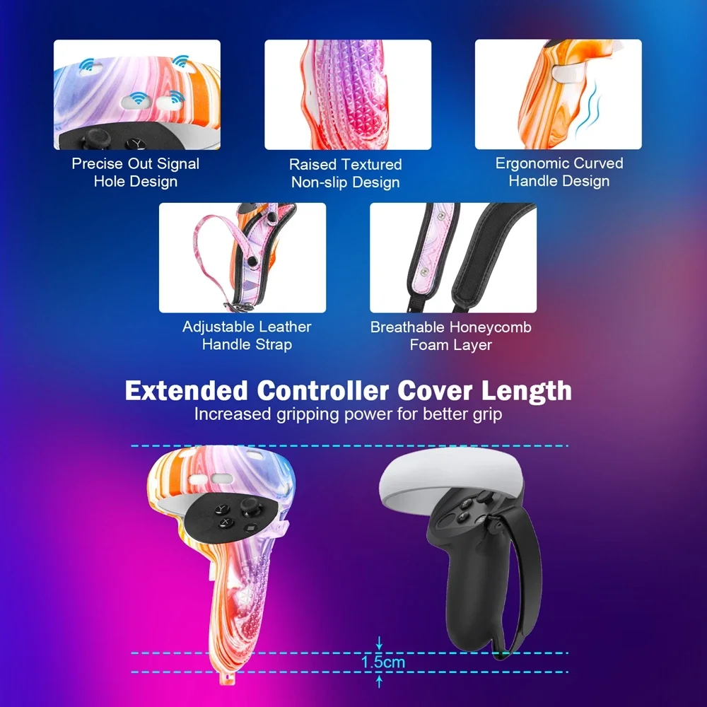Touch Controller Shell Case com Alça, Handle Grip, VR Conjuntos de Capa Protetora, Oculus Quest 2 Acessórios
