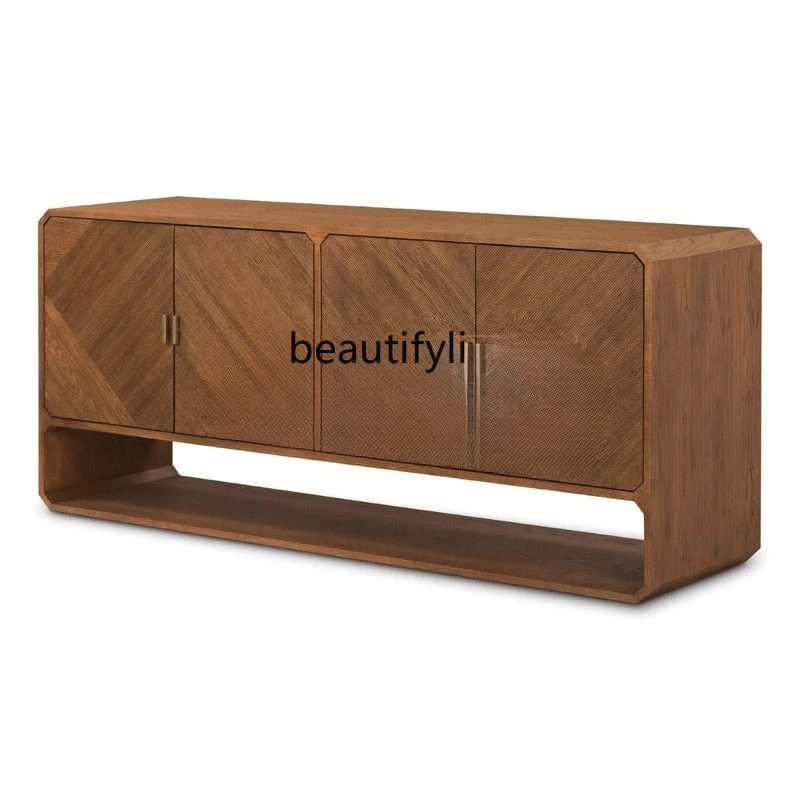 

American retro bedroom solid wood chest medieval storage entrance cabinet TV cabinet