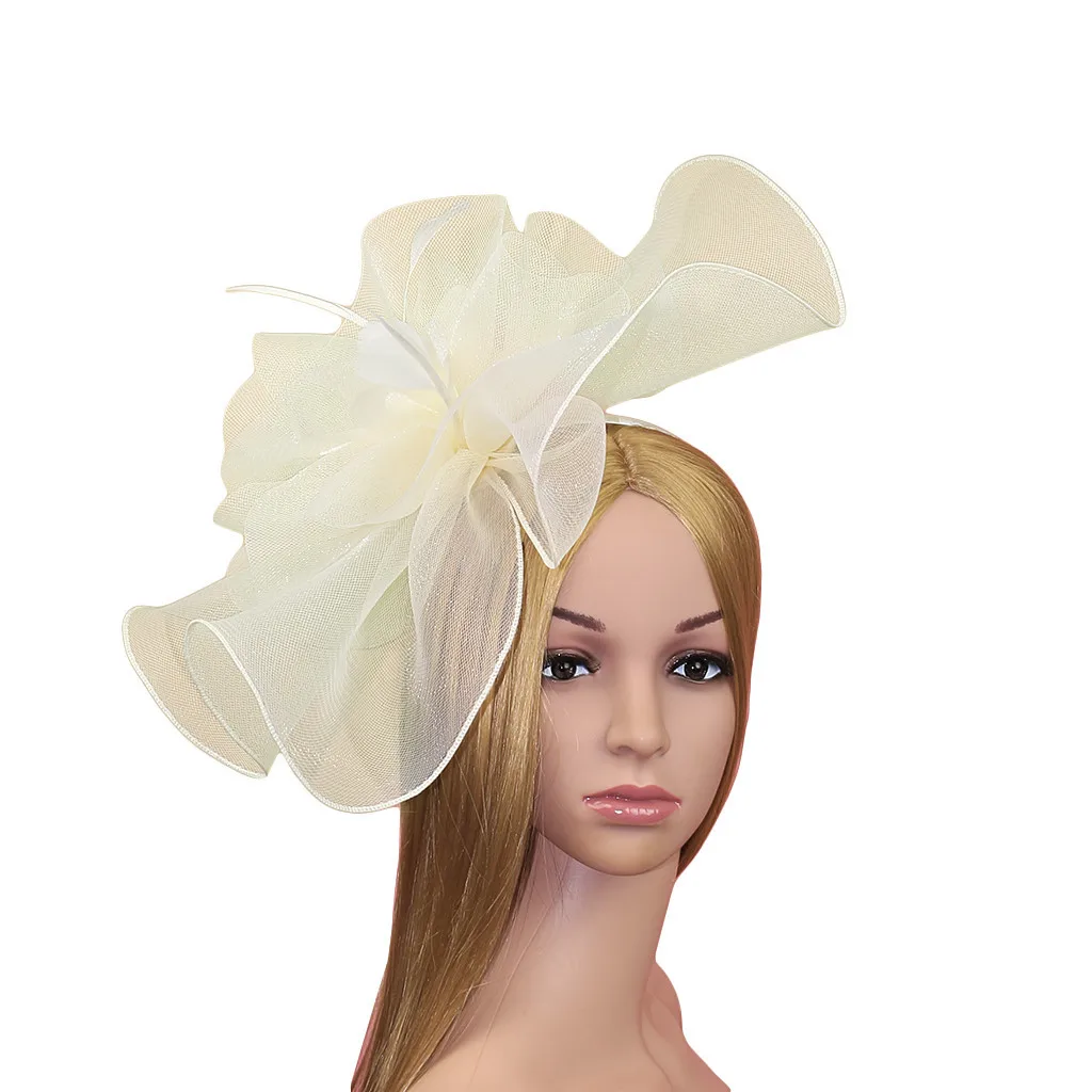 Vintage Braut Blume Feder Hüte Elegante Hochzeit Zubehör Braut Net Hüte Weiß Fascinator Hüte frauen Formale Anlass