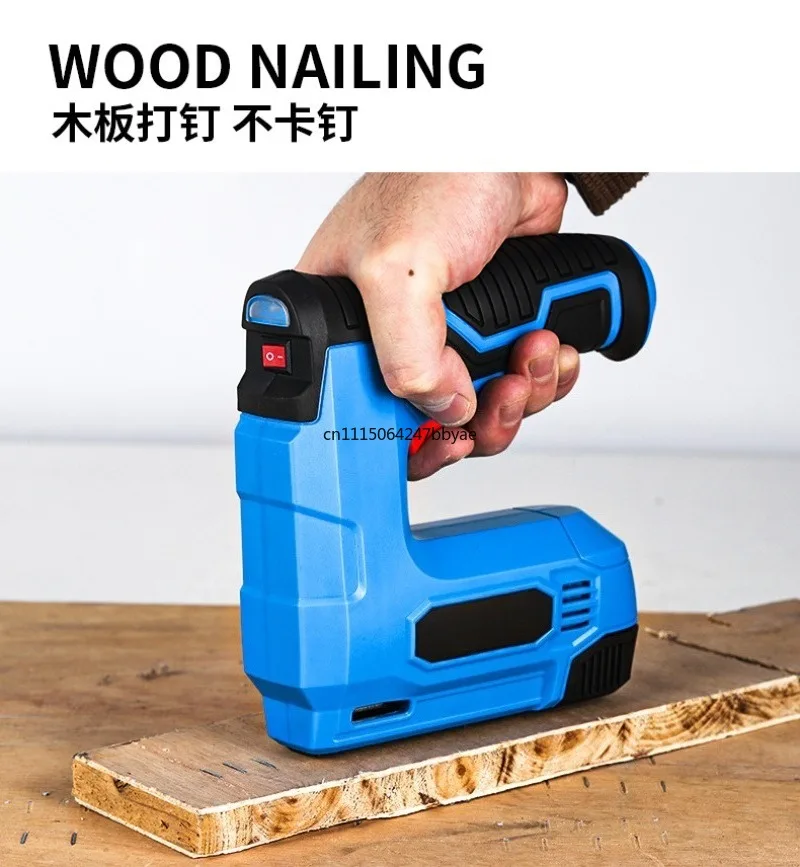 For Cordless Lithium‑ion Staple Gun Electric Nail Gun Support 1008/1013/F10 Nails Household Woodworking Power Tool