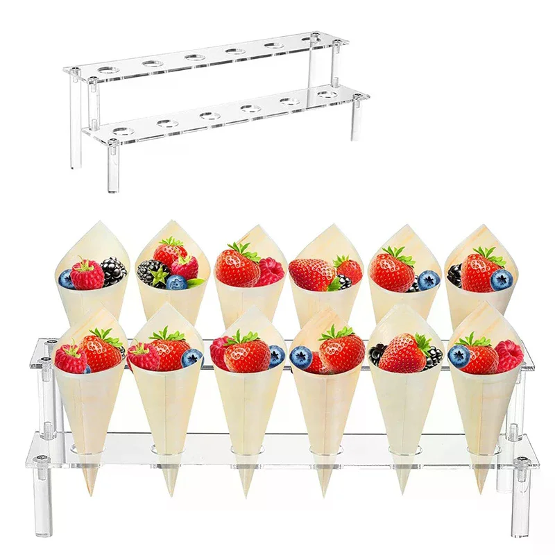 

Trapezoidal Acrylic Ice Cream Cone Dessert Holder Tray Waffle Cone Display Stand Storage Rack Wedding Party Food Baking Tools
