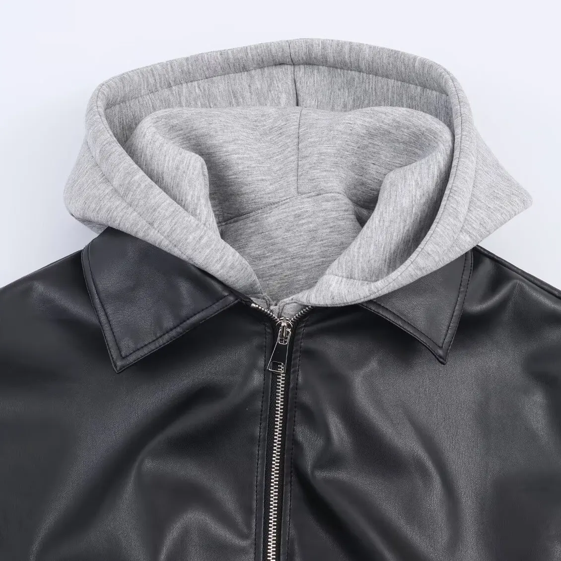 JNLEAOG Faionable Patchwork cuir effet Jaet femmes automne nouveau Design Sle sens tout-Match ort vêtements d'extérieur