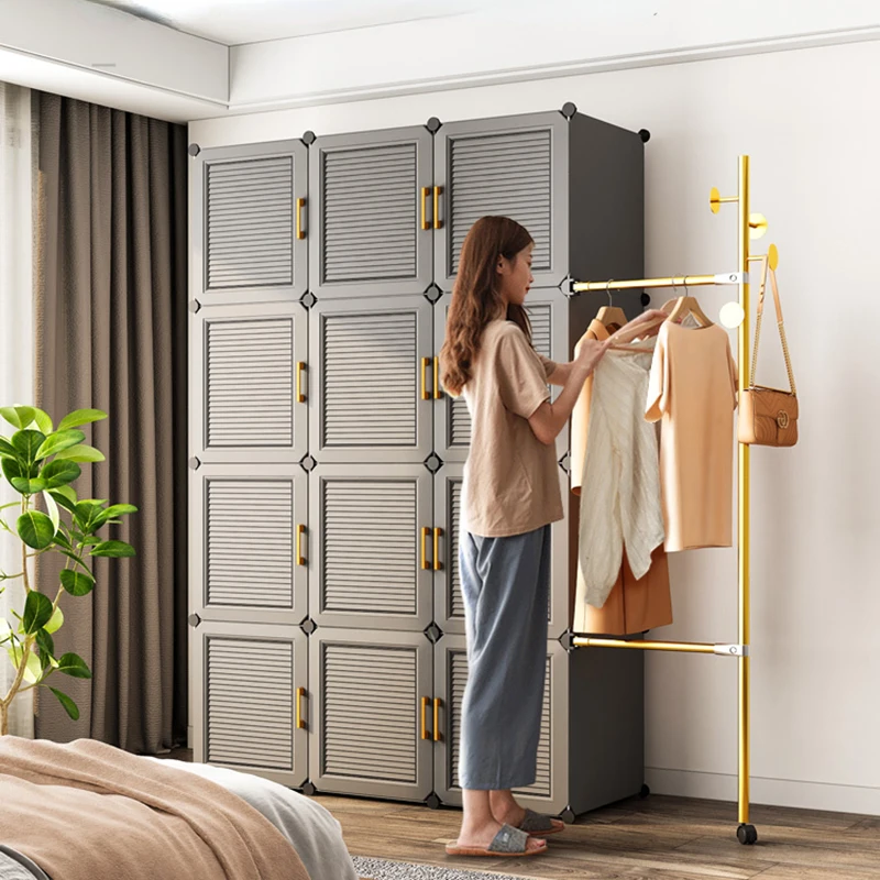 Bedroom Plastic Wardrobes Partitions Closets Clothes Portable Storage Cabinet Wardrobes Closet Shelf Closet Organizer Furniture