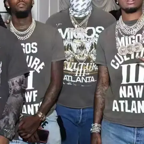 GALLERY DEPT MIGOS Atlanta limited bronzing design washed and old short-sleeved T-shirt