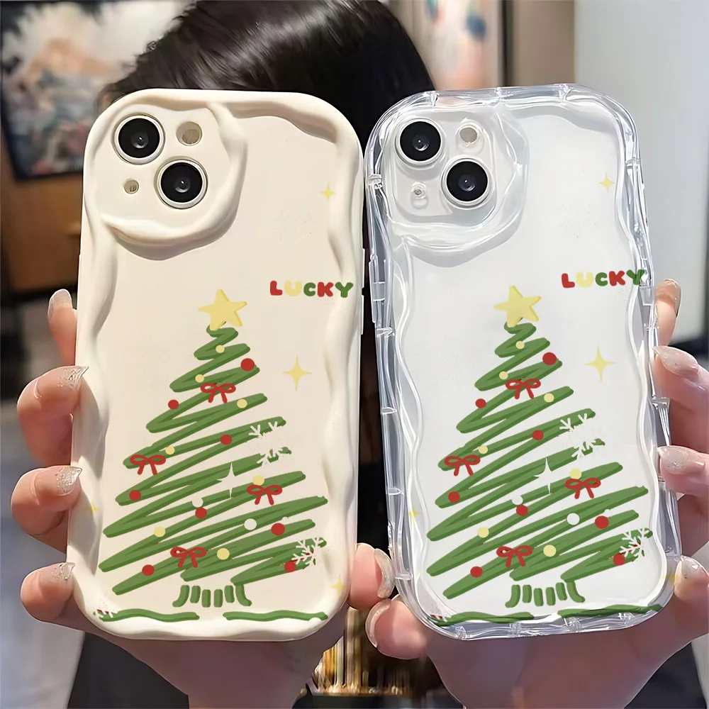 شجرة عيد الميلاد للصدمات جراب هاتف آيفون 17 16 15 14 13 12 11 برو Xs ماكس الهواء 16e 7 8 6 6s زائد XR SE 2020 2022 غطاء #3