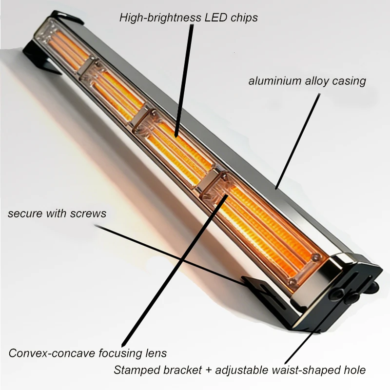 2026 12V LED Traffic Advisor Light Bar Amber Strobe Warning Light with Suction Cup Mount for Tow Trucks