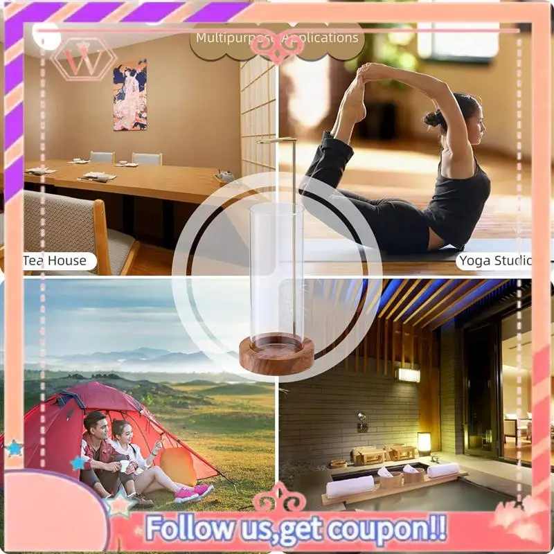 

AT84-1Set Incense Holder, Insence-Stick Holder Non-Slip Wooden Tray And Brass Incense Stick Stand +Glass