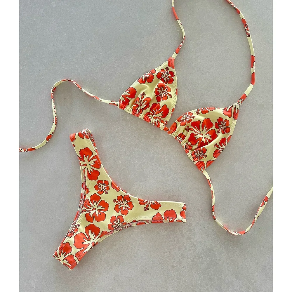 

Bikinis 2025 Sexy Women Swimsuit Push Up Swimwear Halter Bikini Set Print Biquini Bathing Suit Swimming Suit Beachwear Female