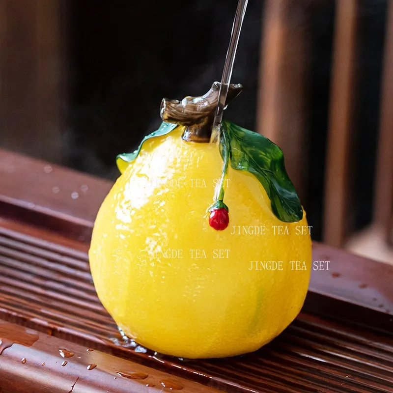 Heat Sensitive Color Changing Tea Pet Simulation Pomelo Shape Resin Tea Ornament Decor Chinese Gongfu Tea Table Decoration