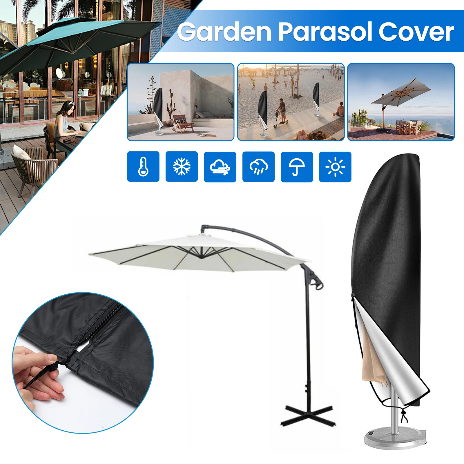 Outdoor Covers Weatherproof Patio Cantilever Parasol Rain Dust Cover Oxford Cloth Sunshade Umbrella Cover Garden Covers