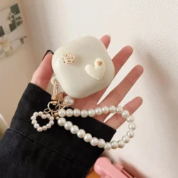Cute 3D Heart Love Silicone Earphone Case for Samsung Galaxy Buds Live / Buds Pro / Buds 2 / Buds2 Pro Cover With Bead Pendant