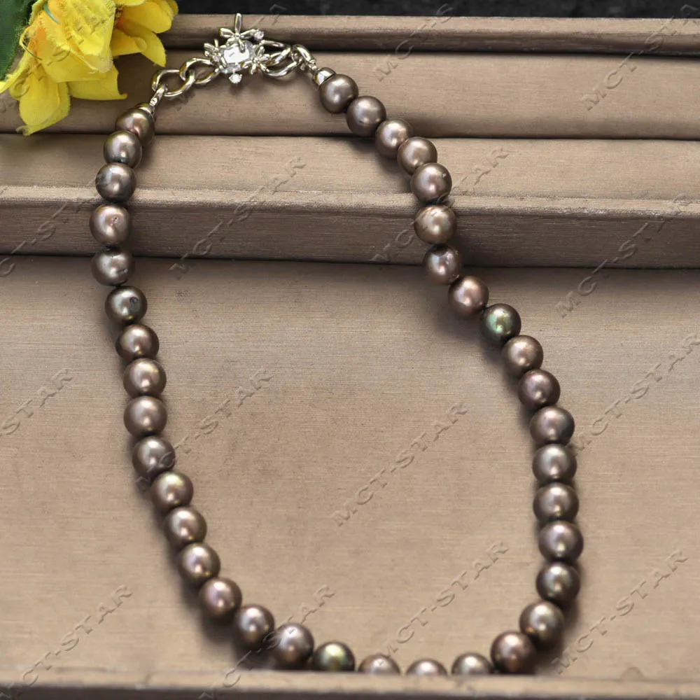 

MTC·STARZ A+ Rare Colors 19" 12mm Brown Black Round Freshwater Pearl Necklace (Z14520)