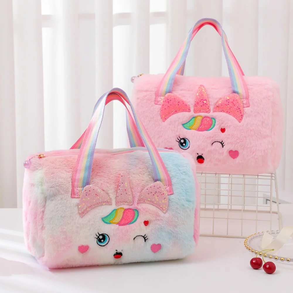 

Plush Handbag Cute Unicorn Tote Bag Large Capacity Plush Bag Adjustable For Girls Gift Idea Birthdays Back-To-School