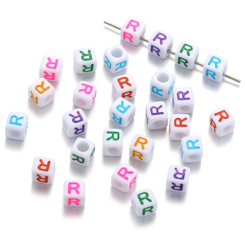 6x6mm Colorful Letters Beads Acrylic Alphabet Beads Square Loose Beads DIY Beaded Decoration For Jewelry Making Beading Mate