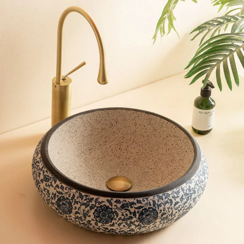 

Round countertop basin small-sized balcony washbasin For hotel home bathroom wash