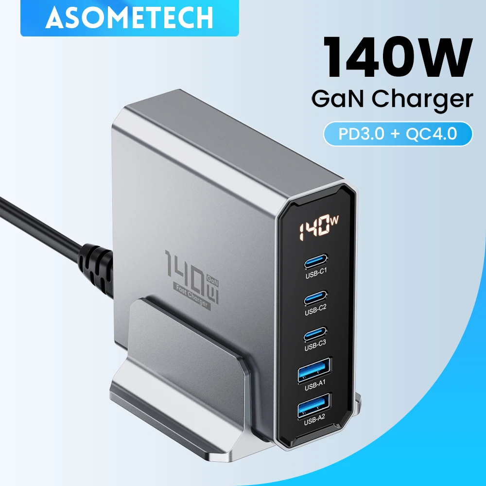 140W GaN USB Type C Charger Station Quick Charge QC4.0 PD3.0 PPS Fast Chagers Power Adapter For MacBook Samsung iPhone Laptop