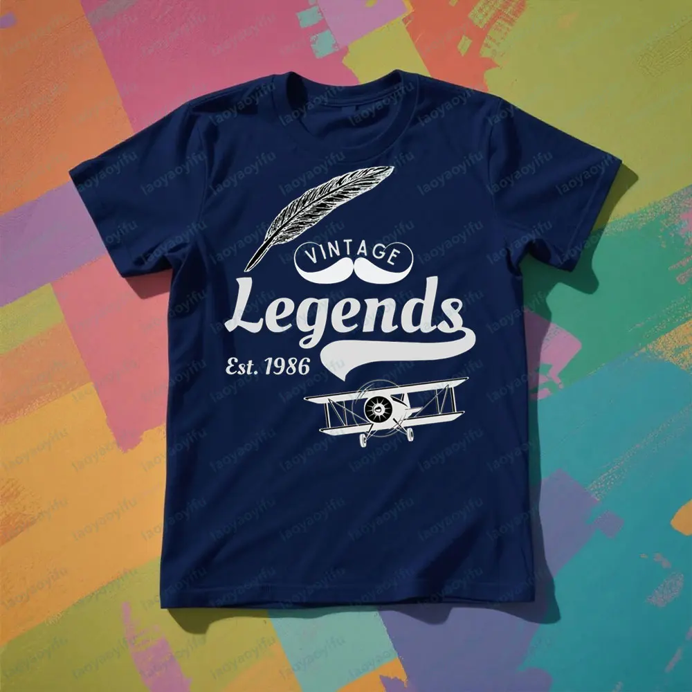 VINTAGE Legends Est 1986 التي شيرت المتقاعدين الطيار هدية الملابس هدية لعشاق الطيران الأب المحملة موضة ريترو تصميم الرجال T
