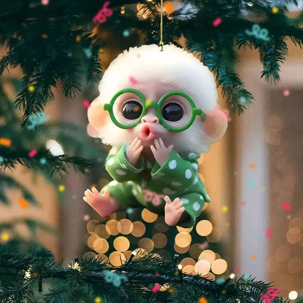 2D Acrylic Monkey Pendant Personalized Decor Pendant Christmas Monkey Pendant Acrylic Ornament for Car Cartoon Xmas Tree Decor - Image 6