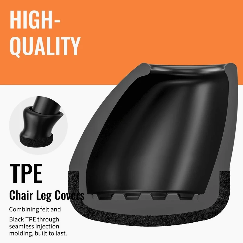 16PCS Silicone Chair Leg Caps Anti-Slip Round Angled 15°-25° with Felt Pads for Hardwood Floors, No Noise No Scratches Furnit