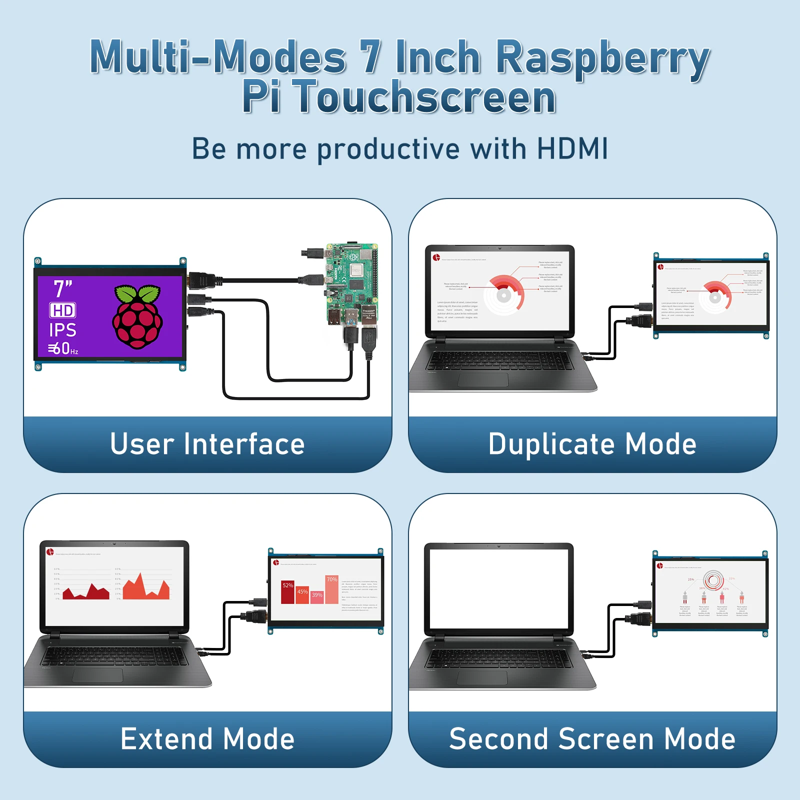 Portable 7 Inch IPS HDMI Monitor Mini Capacitive Touch Screen For Raspberry Pi 4/3 PC Computer HD Display Panel 1024x600 LCD DIY