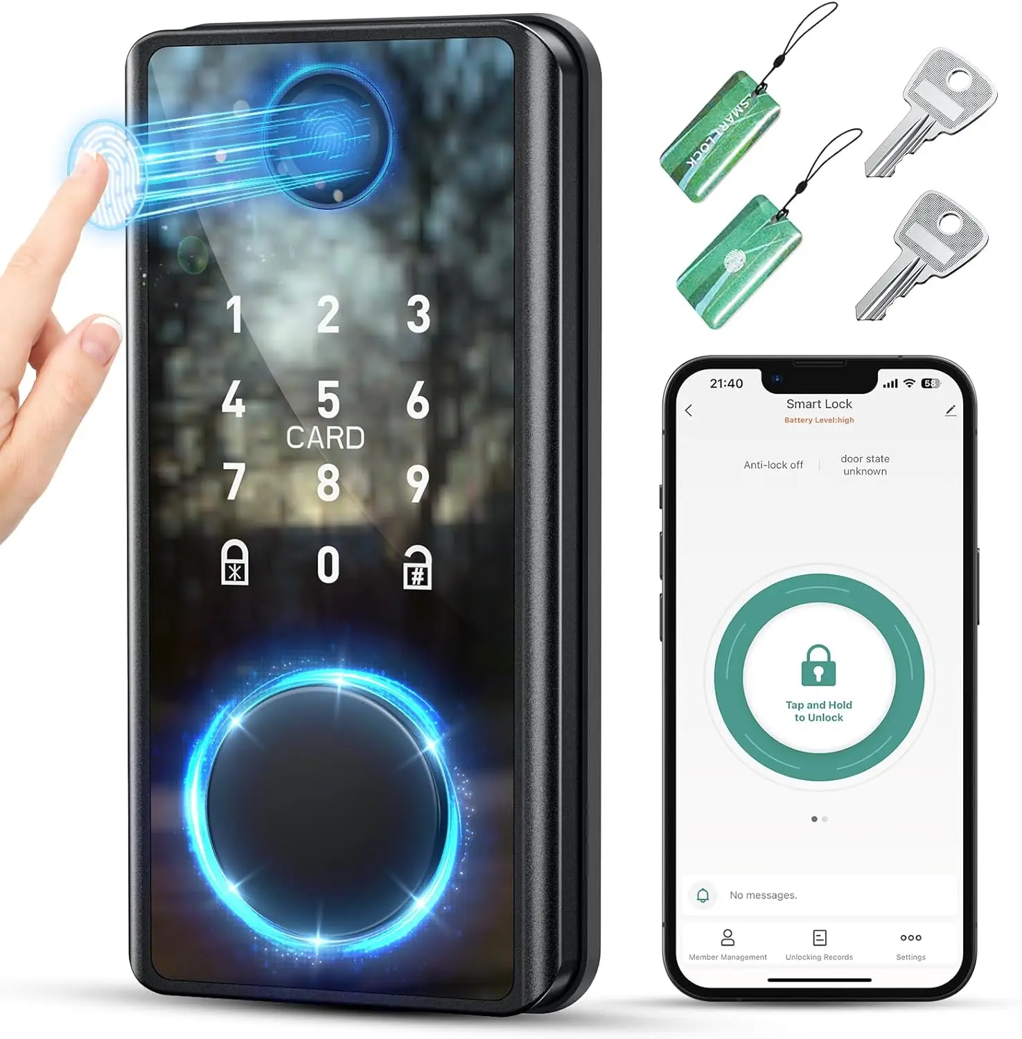 Fingerprint smart door lock with electronic keypad - Biometric Smart Digital Door Lock with Code -Auto Lock