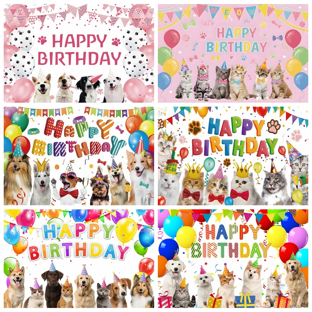 

Puppy Dog Pet Party Themed Backdrop Let's Paw-ty Kitten Cat Happy Birthday Party Baby Shower Photography Background Photo Studio