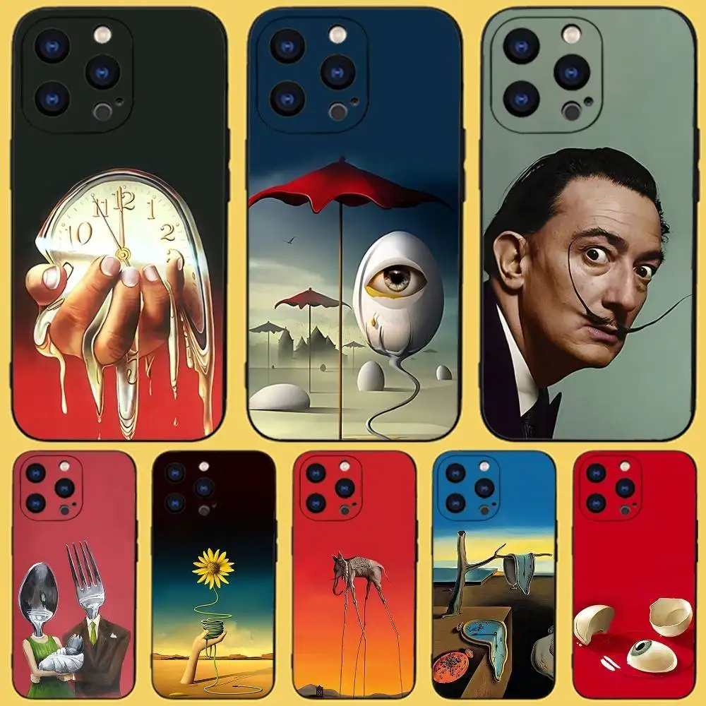 

S-Salvador D-Dali Art Phone Case For iPhone 17,16,15,14,13,12,11,Pro,Max,Plus,X,XS,SE4,E,Mini,Soft Black Case