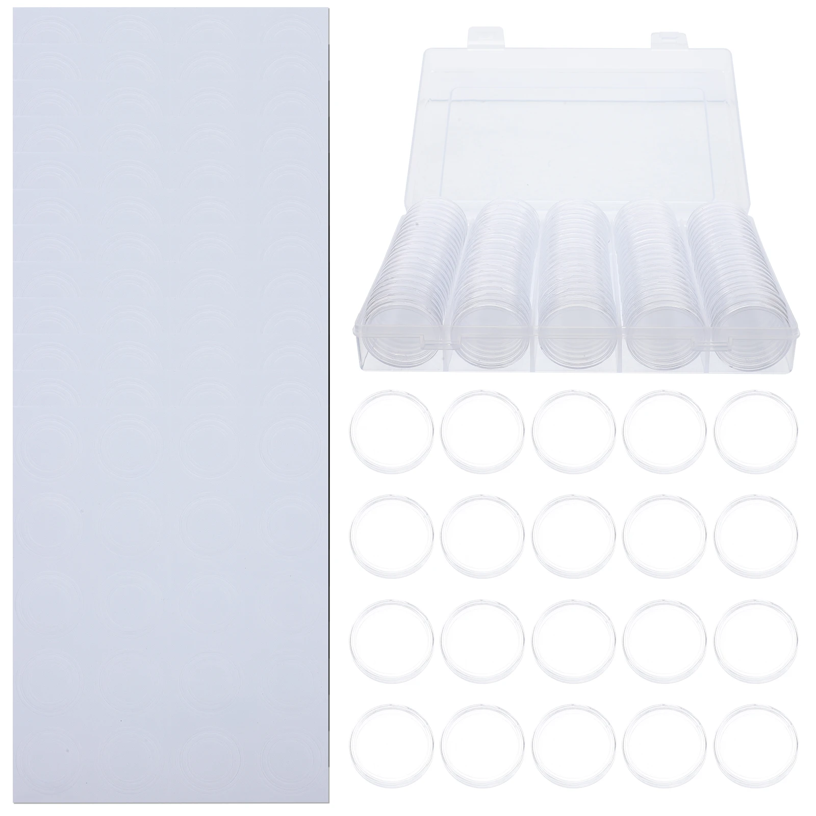 

1 set Coin Protection Set Transparent Round Boxes for Collecting Storage Display Professional Plastic Holders