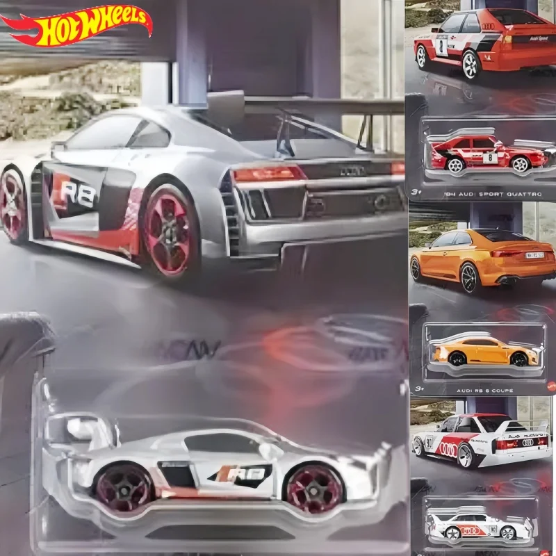 Hot Wheels Grt01 Silver Standard High-Performance Series Audi Set Audi 90 Audi R8 Alloy Car Model Models Diecast Collector Gift