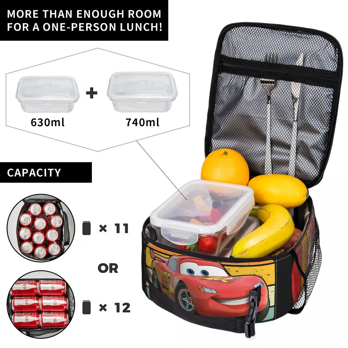 Lightning Mcqueen Racing Cars borse per il pranzo isolate contenitore per il pranzo termico grande Lunch Box Tote Bento Pouch Work Travel