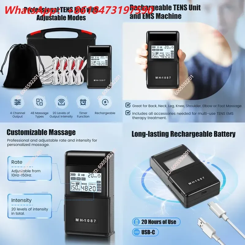 Hot Selling 4 Output Channels Electric Muscle Stimulator 48 Modes Acupuncture Pulse Massager for Neck Back Body