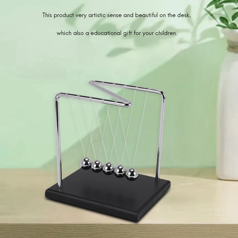 Newton Cradle Physics Pendulum Science Z-Type Wood Newton's Cradle Art In Motion Balance Ball Wave Desk Ornament Educational Toy