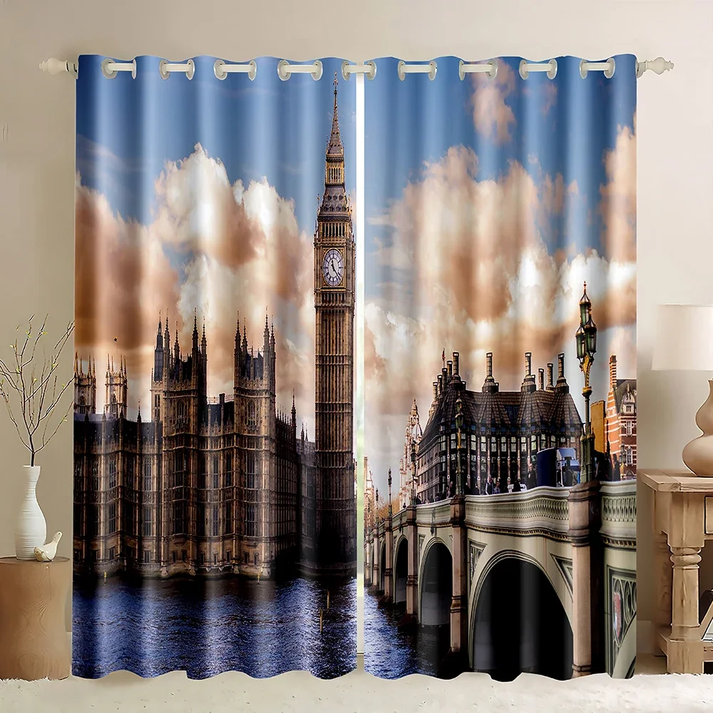 London Building Window Curtains Big Ben Tower England Themed Retro London Blackout Window Curtains Travel Scenery Famous City